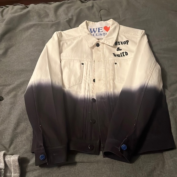 Two Tone Denim Jacket black and blue and white - Picture 1 of 4